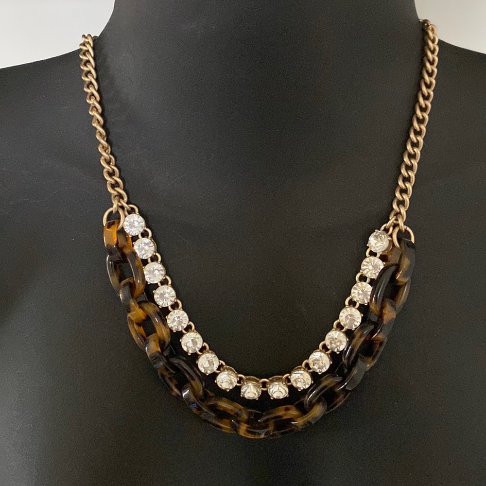 J.Crew Tortoise Shell And Gem Statement Necklace - image 1